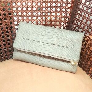 Tootsies Genuine Python foldover clutch